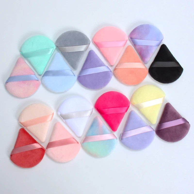 Triangle Velvet Makeup Puffs, 2-Piece Set, 6 cm