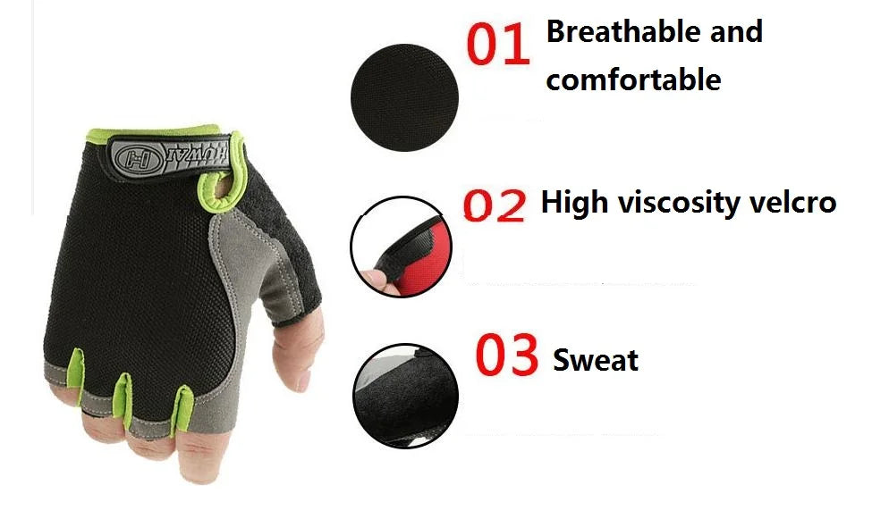 Unisex Breathable Half-Finger Gym Gloves, Anti-Slip Grip, M–XL
