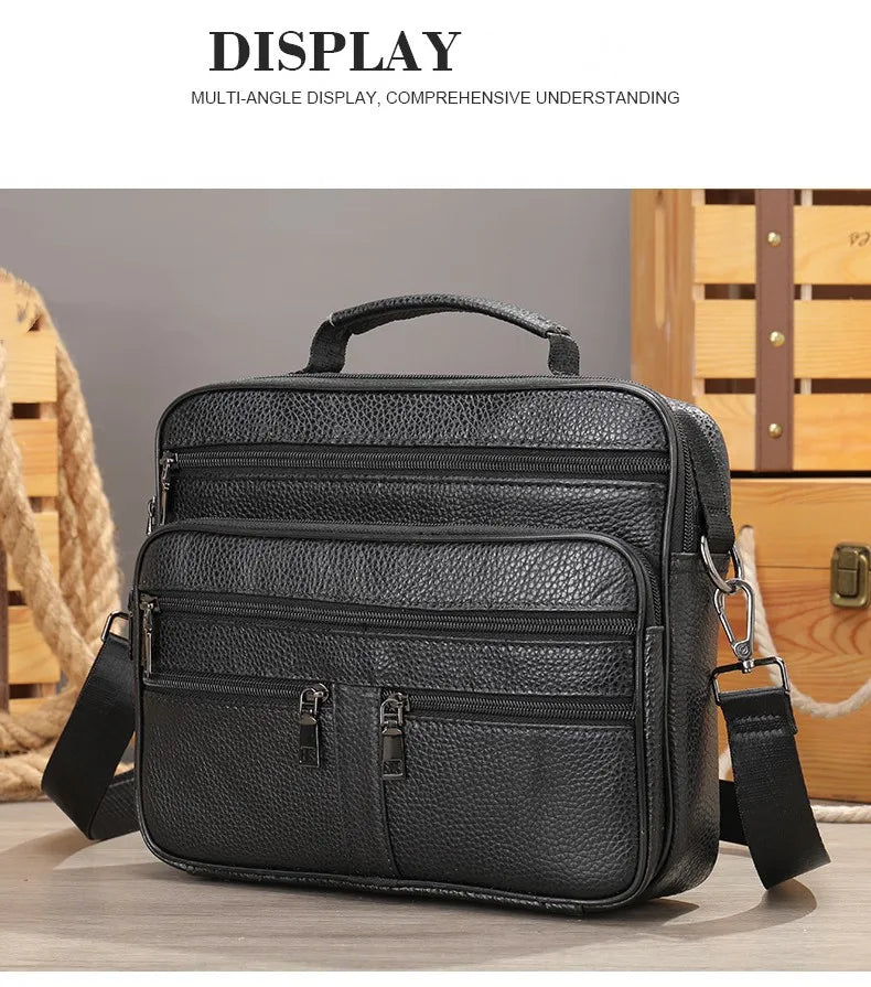 Men's Genuine Leather Messenger Shoulder Bag