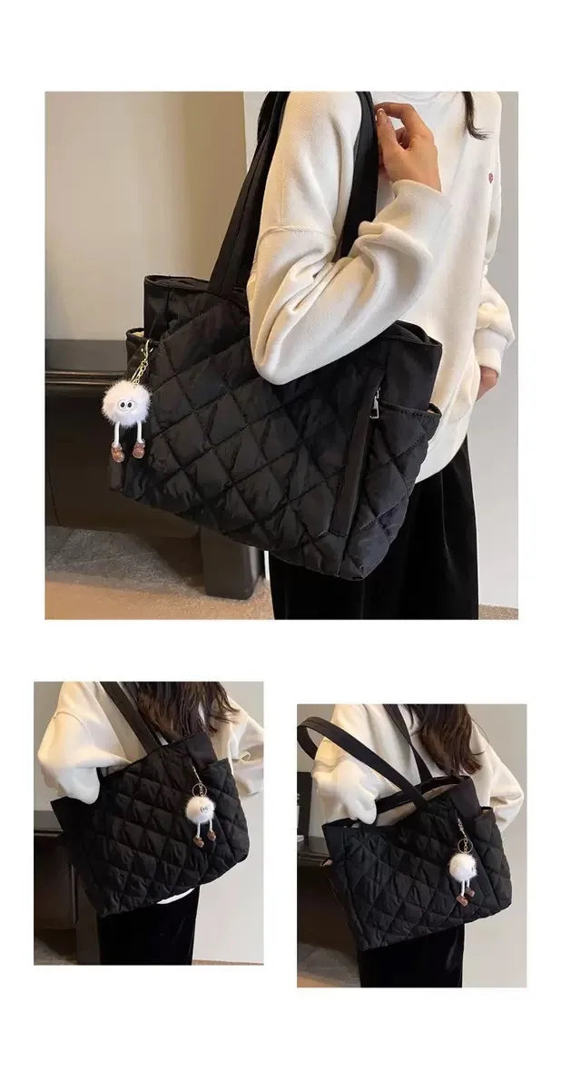 Women's Quilted Nylon Tote Bag
