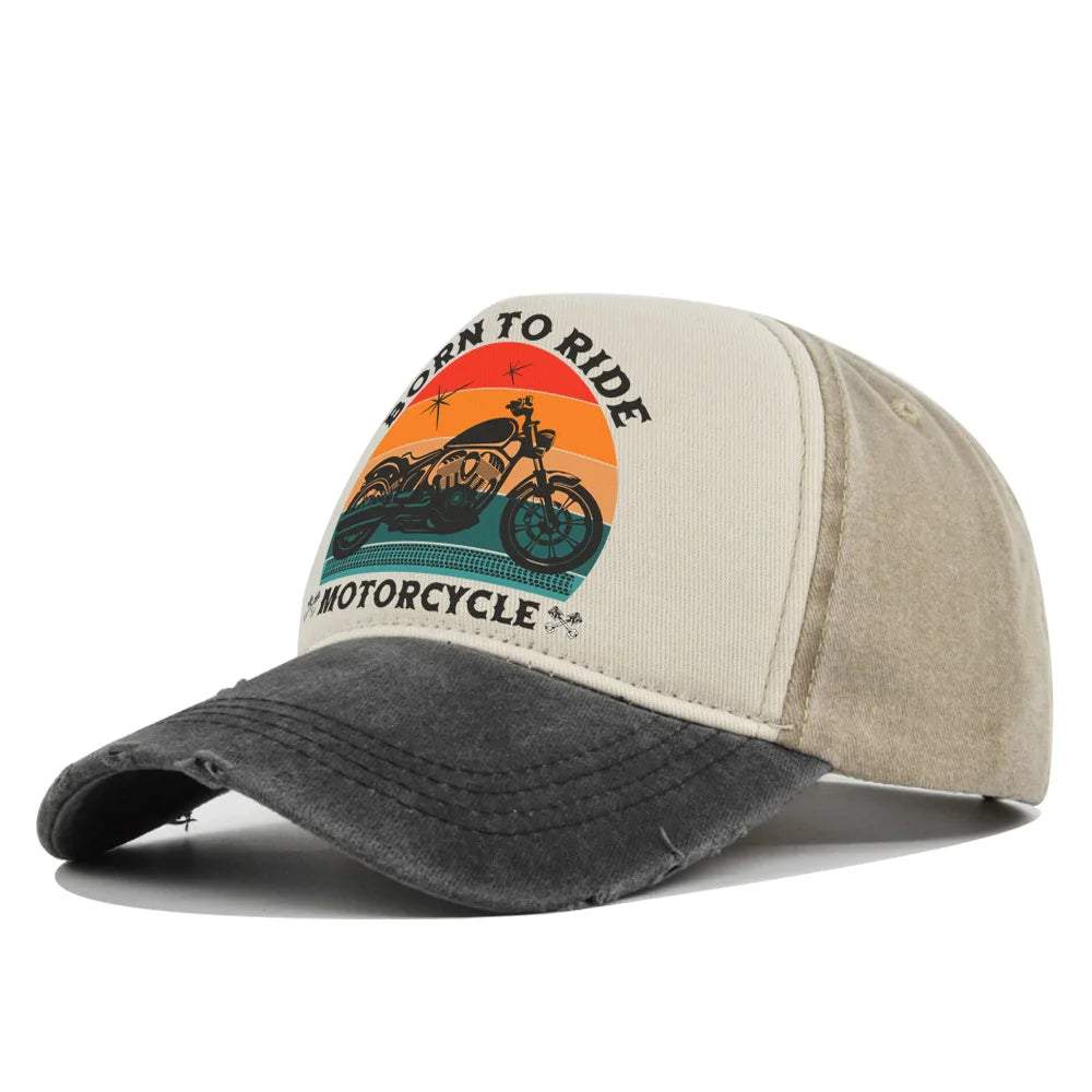 Retro Washed Print Cotton Baseball Cap