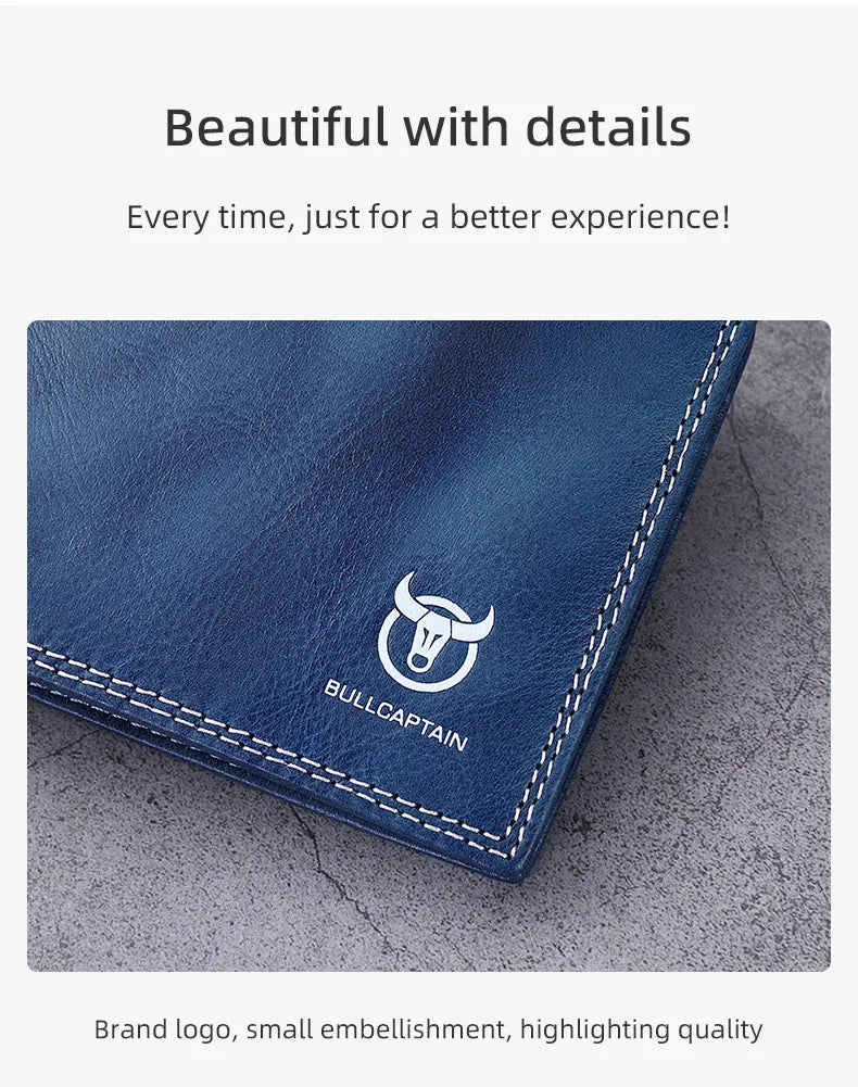 BULLCAPTAIN Men's Genuine Leather Wallet with Gift Box Option
