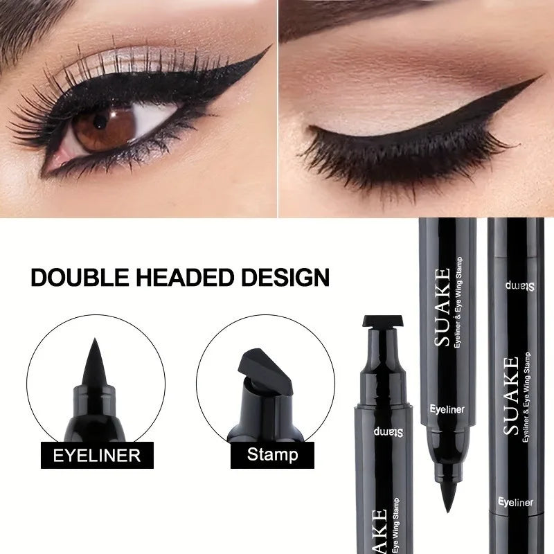 Double-Ended Stamp Eyeliner Pen Waterproof Star Heart Triangle Seal Eye Liner Extension Eye Corner Tail Makeup Quick-Drying