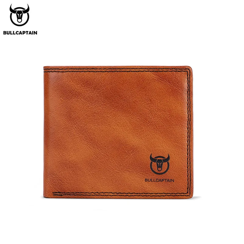 BULLCAPTAIN Men's Genuine Leather Wallet with Gift Box Option