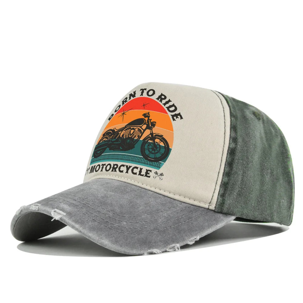 Retro Washed Print Cotton Baseball Cap