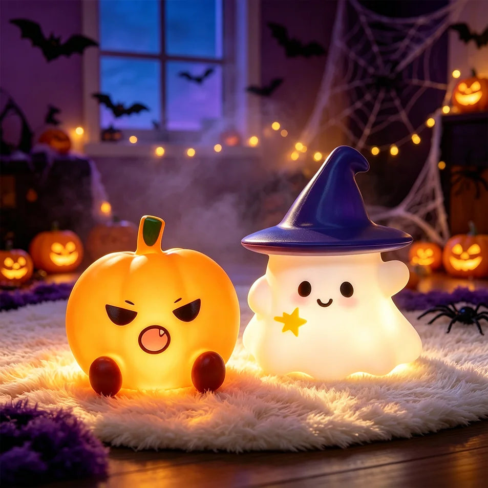 Halloween Ghost, Witch Hat & Pumpkin Night Light