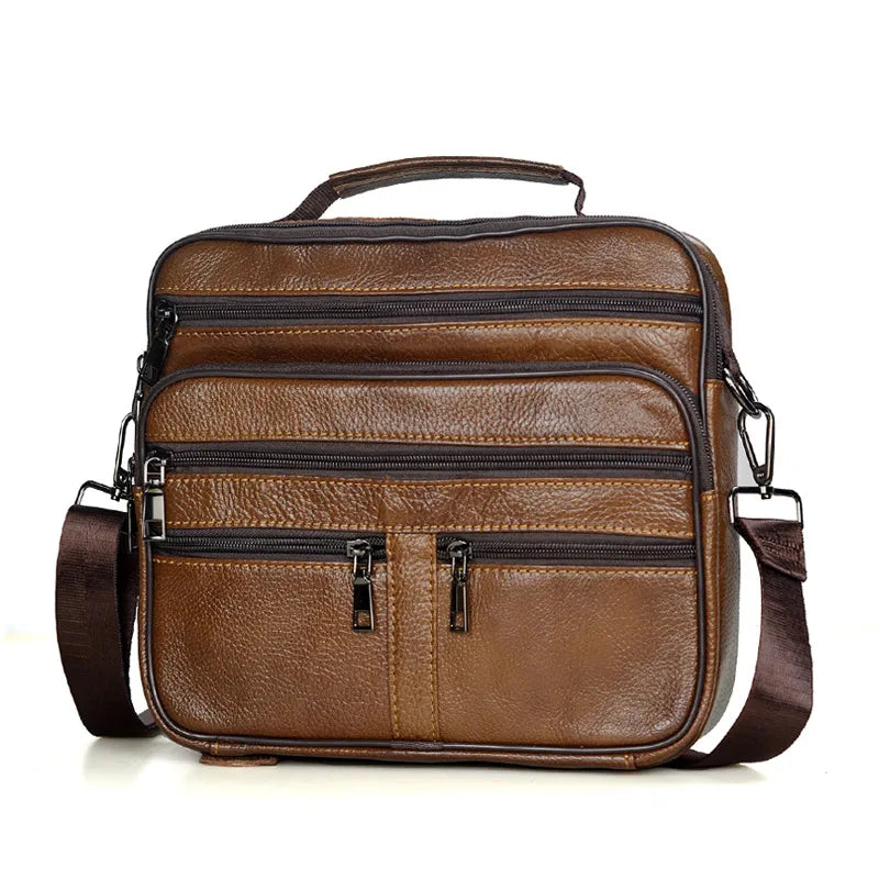 Men's Genuine Leather Messenger Bag with Removable Strap